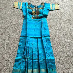 Turquoise anarkali top/maxi dress made from sari (NEW!) NEW YEAR'S SALE!!